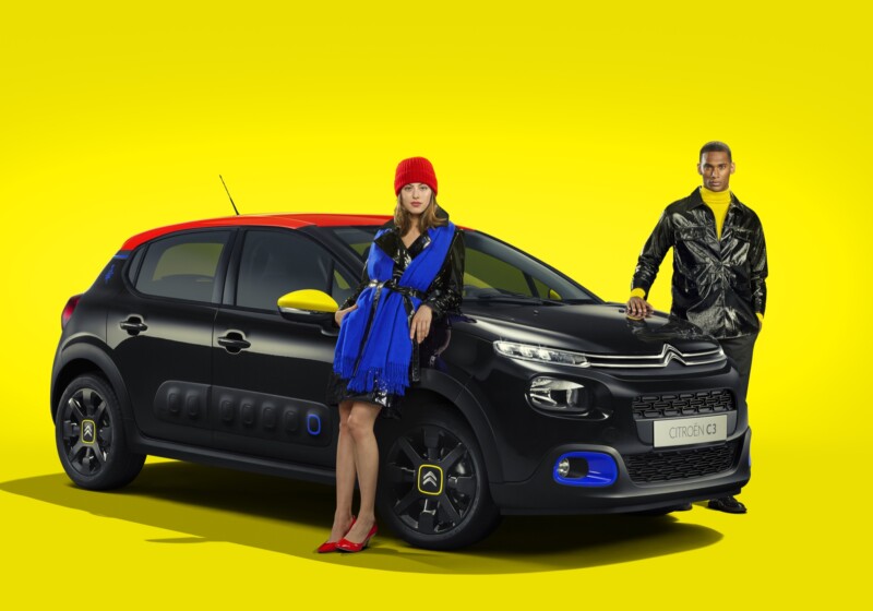 Citroën C3 JCC+ campaign with two models on a yellow background