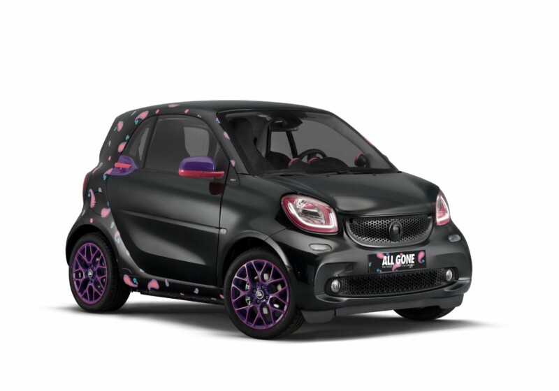 smart fortwo All Gone edition with dark bodywork and purple details
