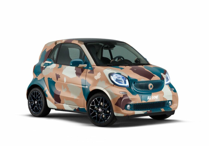 smart fortwo All Gone edition with camouflage-pattern bodywork
